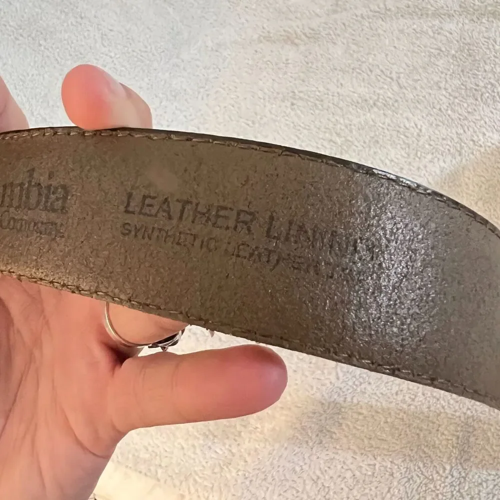 Columbia Mens Brown Dress Belt 36 Leather Adjustable Buckle Casual Classic